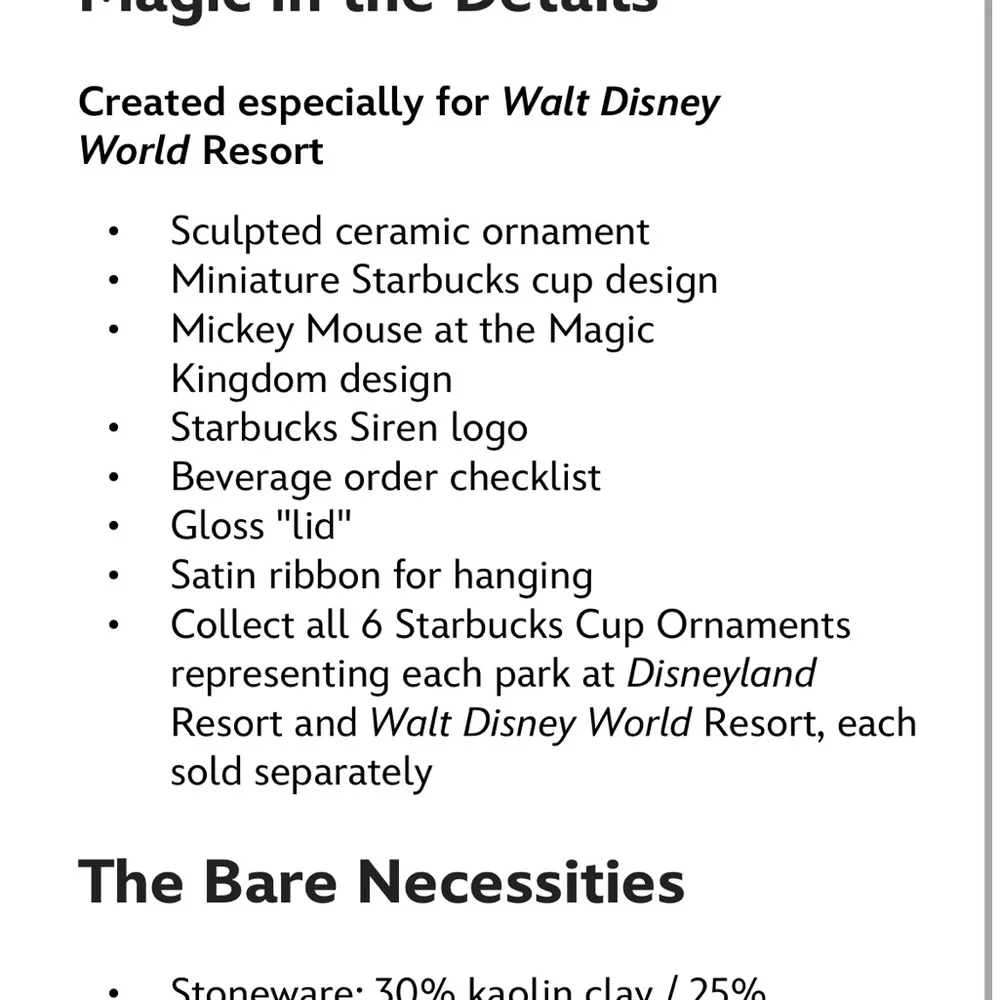 🆕 Disney Parks | Magic Kingdom x Starbucks Mickey Mouse Coffee Cup Ornament